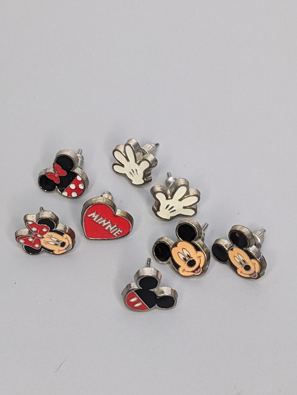 Disney Earring Set Vintage Stamped Mickey Minnie Enamel Stud Cute Fashion 1990